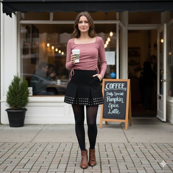 Pink Ribbed Long Sleeve Top size small cinched sides - Picture 1 of 3